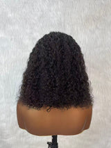 {DERNIÈRE-PIÈCE-EN-STOCK} Perruque Bob Courte Bouclée en Cheveux Humains, Sans Colle, en Dentelle Fondue sur les Bords, Imprimé 4 Couleurs, avec Cordon de Serrage 9x6