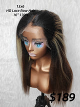 {DERNIÈRE-PIÈCE-EN-LIQUIDATION} Perruque Frontale Yaki Highlight en Cheveux Naturels Bruts avec Dentelle HD 13x6