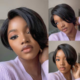 Alva | Perruque Lace Front Pixie Cut Partie Latérale Cheveux Humains Vierges Déjà Épilée