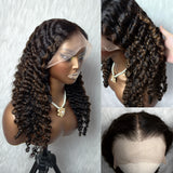 Full Lace Natural Hairline HD/Transparent Human Hair Lace Wig Highlight Burmese Curls with Coily Ends