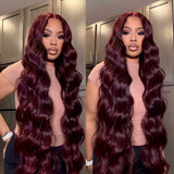 Fermeture 2x6 avec Tissages 99J Bourgogne Dentelle Transparente Cheveux Humains (Pas une perruque)