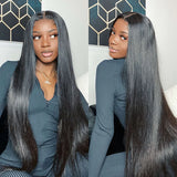 {Soldes Exceptionnels} Perruque Lace Front 360 à Sangles Invisibles, Cheveux Humains Lisses 250%
