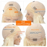 Perruque Lace Front Ondulée Cheveux Naturels Blonds avec Balayage Rose et Mèches Brunes