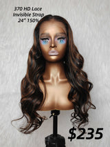 {LAST-PIECE-CLEARANCE} Perruque en cheveux humains ondulés de 370 % à haute densité, avec dentelle HD et sangle invisible