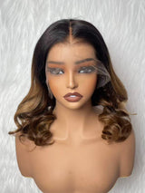 {LAST-PIECE-CLEARANCE} 13X6 Knot-Free Ombre Auburn Brown Fitted Skin Melt Lace Body Wave Human Hair Wig