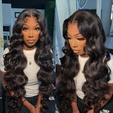 {Vente Flash} Perruques à Cheveux Humains Body Wave, Lace Frontale sans Colle, Bonnet Respirant, Dentelle Suisse Invisible, Nœuds Décolorés