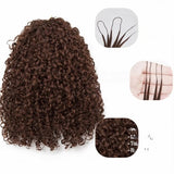 Extensions de cheveux humains crépus bouclés bruns en crochet, avec plumes douces
