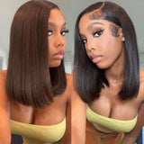 {-50 %} Perruque Bob à fermeture en cheveux humains de couleur naturelle 4x4