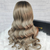 [SalonLux] Perruque Lace Front ondulée Ombre HD 13x4, pré-épilée, cheveux humains