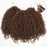 Extensions de cheveux humains crépus bouclés bruns en crochet, avec plumes douces