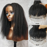 Perruque frontale en cheveux humains Kinky Skin Melt 360 Lace 4C Edge avec sangle invisible ajustable