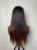 {LAST-PIECE-CLEARANCE} 9x6 Brown Skin Melt Lace Yaki Straight Drawstring Human Hair Wig