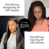 [Deux perruques 299 $] Perruque droite 13x6 HD Lace Front & Perruque Yaki 13x6 HD Lace Front