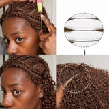 Extensions de cheveux humains crépus bouclés bruns en crochet, avec plumes douces