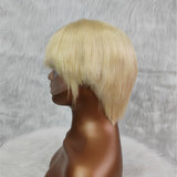 Perruque Lace Front Courte Coupée Pixie en Cheveux Humains Blonds 613 Pré-Coiffée