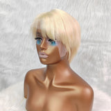 Perruque Lace Front Courte Coupée Pixie en Cheveux Humains Blonds 613 Pré-Coiffée