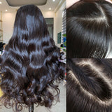 Perruque Frontale en Dentelle Glueless Skin Melt Body Wave avec Bonnet Ajusté 13x6 Amélioré