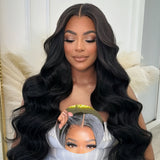 Perruque 6x5 body wave, fermeture à lacet, sans colle, dentelle transparente