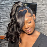 {Soldes exceptionnelles} Perruque Lace Frontal 360 à bretelles invisibles, 250 % cheveux humains, ondulation naturelle