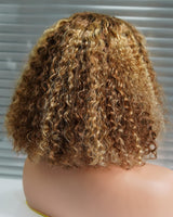 Imana | Perruque Bob bouclée Highlight en cheveux humains vierges 13x6 avec dentelle frontale