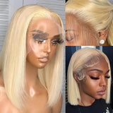 {50 % de réduction} Perruque Bob en dentelle de cheveux humains blonds 613 13x4 pré-épilés | Lisse et soyeux