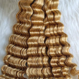 Extensions de Cheveux Humains en Vrac #27 Blond Miel pour Tresses Sans Nœuds Bohèmes Deep Wave