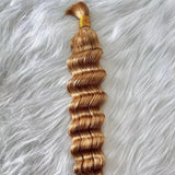 Extensions de Cheveux Humains en Vrac #27 Blond Miel pour Tresses Sans Nœuds Bohèmes Deep Wave