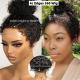 Perruque frontale en cheveux humains Kinky Curly avec lacet 360, bord 4C invisible, lanière réglable | Skin Melt