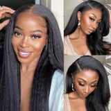 [NOUVEAU NÉ + SANS NŒUDS] Perruque Frontale 13x6 HD Lace Skin Melt Cheveux Humains Mèches Yaki
