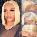 {50 % de réduction} Perruque Bob en dentelle de cheveux humains blonds 613 13x4 pré-épilés | Lisse et soyeux