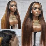 {Vente Flash} Perruque Lace Front 13x4|13X6 Cheveux Humains Ombrés Blonds Yaki Texture 4C