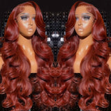 Dominique | Perruque Lace Front Cheveux Humains Ondulés Châtain Roux/Auburn