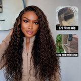 370 Perruque frontale en dentelle fondue invisible avec sangle invisible et vagues d'eau mises en valeur