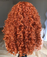 Perruque Lace Front Ondulée Bouncy Gingembre 13x6 / 13x4 Cheveux Humains Déjà Épilés