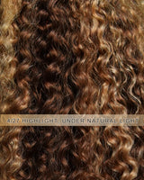Imana | Perruque Bob bouclée Highlight en cheveux humains vierges 13x6 avec dentelle frontale