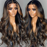 Perruque 13x4|13X6 Lace Front Balayage Miel et Mèches Blanches Cheveux Humains