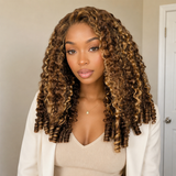 {Vente Flash} Perruque Lace Transparente 4x4/13x4 250% Cheveux Humains Birmans Bouclés avec Mèches