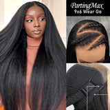 Perruque en dentelle de cheveux humains prédécoupée 9x6 PartingMax HD Skin Melt Lace Wear Go sans colle | Kinky
