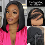 Perruque Lace Bob Cheveux Naturels Prédécoupée sans Colle Invisible 9x6 PartingMax HD