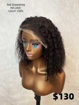 {DERNIÈRE-PIÈCE-EN-STOCK} Perruque Bob Courte Bouclée en Cheveux Humains, Sans Colle, en Dentelle Fondue sur les Bords, Imprimé 4 Couleurs, avec Cordon de Serrage 9x6
