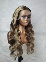 {DERNIÈRE-PROMOTION} Perruque Lace Front Wavy Cheveux Naturels Dentelle Transparente Blonds Méchés