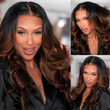 {Vente Flash} Perruque Lace Frontale 360 Cheveux Humains 250% Densité Raie Invisible Ombre Body Wave