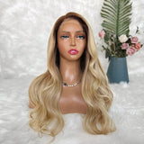[SalonLux] Perruque Lace Front ondulée Ombre blonde 13x4 HD Lace cheveux humains pré-épilée