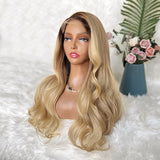 [SalonLux] Perruque Lace Front ondulée Ombre blonde 13x4 HD Lace cheveux humains pré-épilée