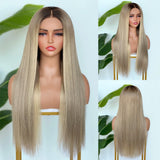 [SalonLux] Perruque Lace Front Ombre Droite Platine 13x4 HD Lace Préplumée Cheveux Humains