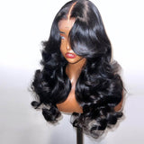 {Vente Flash} Perruque Lace Front 13x4 avec frange rideau, pré-coiffée, 250% densité, cheveux humains, Body Wave