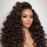 Perruque Glam Yaki Ondulée Cheveux Humains Bouclés Bord Sans Nœuds/Bonnet Ajusté 13x6