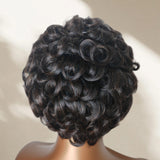 Perruque pleine lace de cheveux humains, bouclée et pré-coiffée, avec tulle transparent