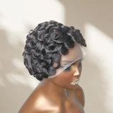 Perruque pleine lace de cheveux humains, bouclée et pré-coiffée, avec tulle transparent