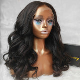 {Vente Flash} Perruque Lace Closure Yaki Wavy à Cordon Coulissant Amélioré, Taille 9x6 Ajustée et Pré-découpée